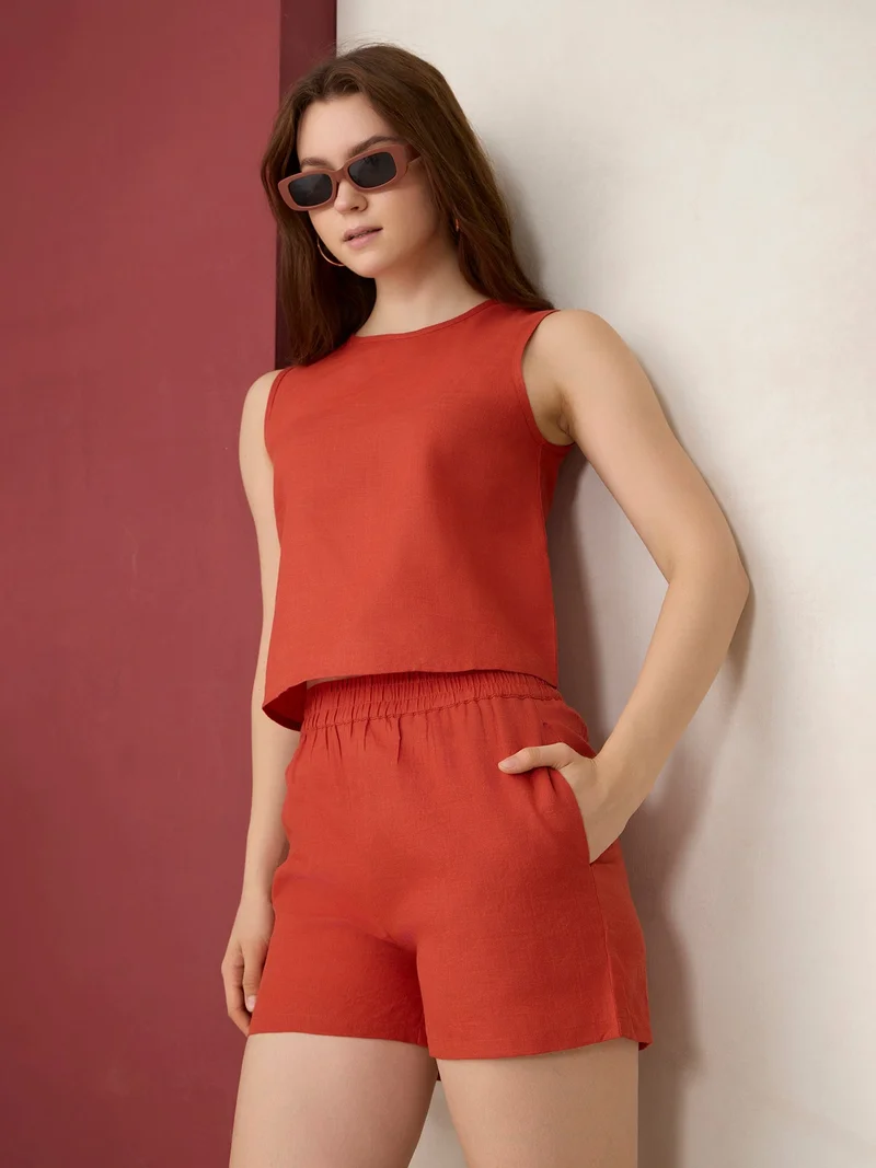 Outzidr  Orange Sleeveless Co-Ord Set for Women | Best Price UAE